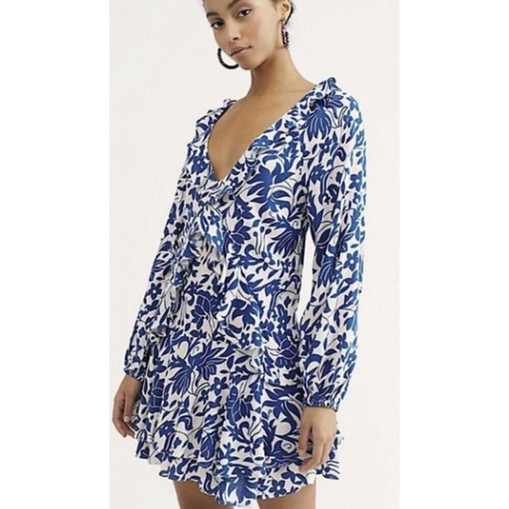 Free People Blue and White Floral Mini Dress